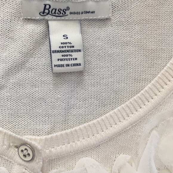 Cream Ruffled Front Cardigan-S - Picture 4 of 5